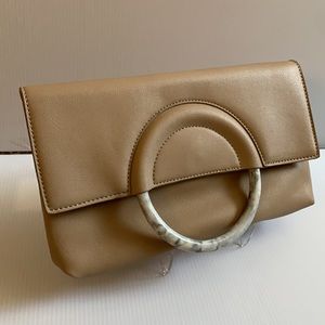 LEITH Resin Handle Clutch, Taupe
